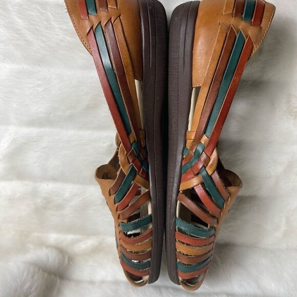 SoftsSpots leather multi color woven slip on sandals size 12M - Picture 4 of 9